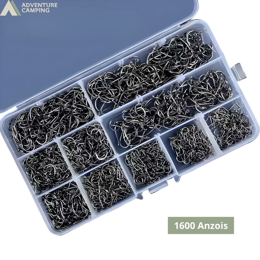 Anzóis de Pesca - Kit 1600 unidades + Caixa Organizadora