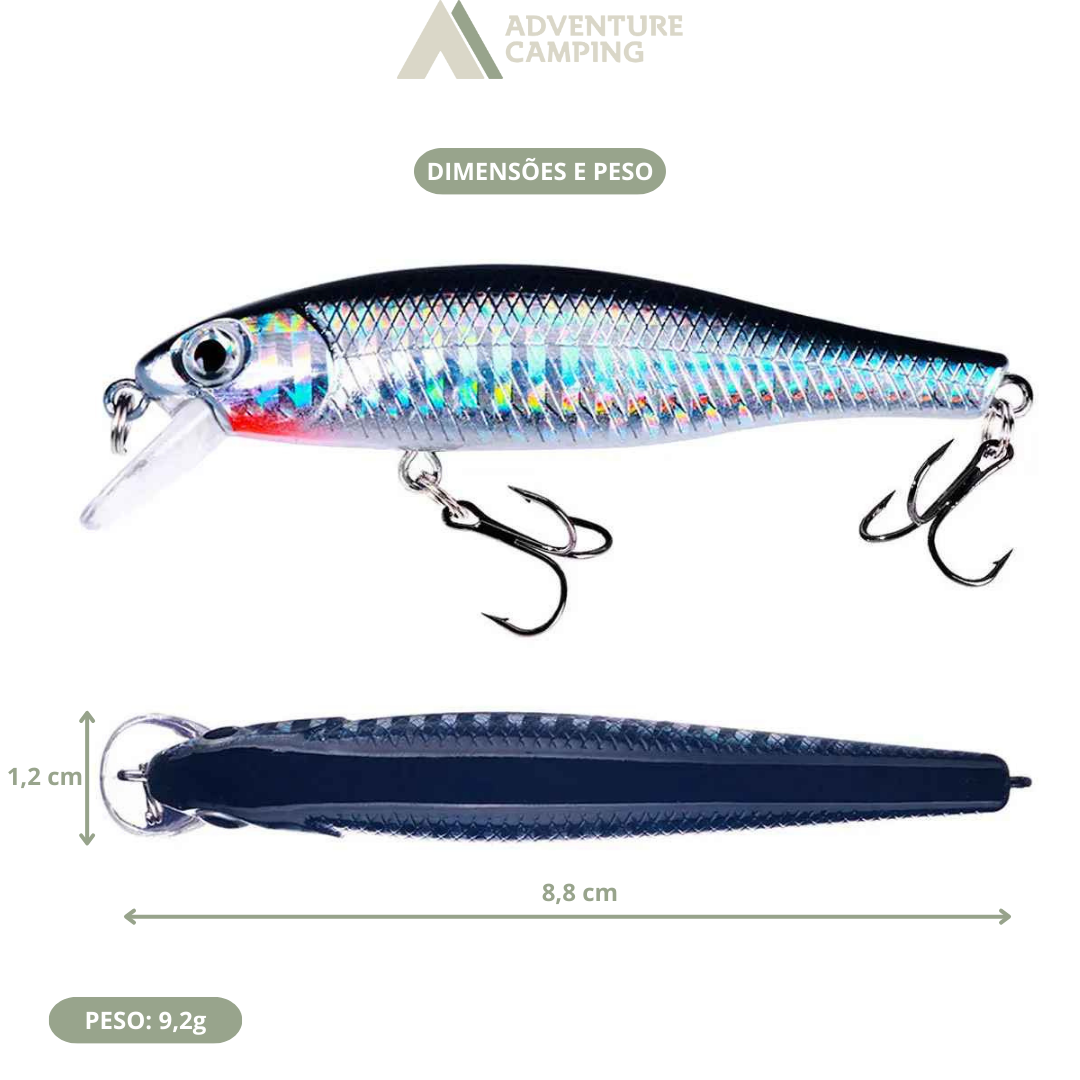 Isca de Pesca Artificial Minnow Crank Wobbler 8,8 cm