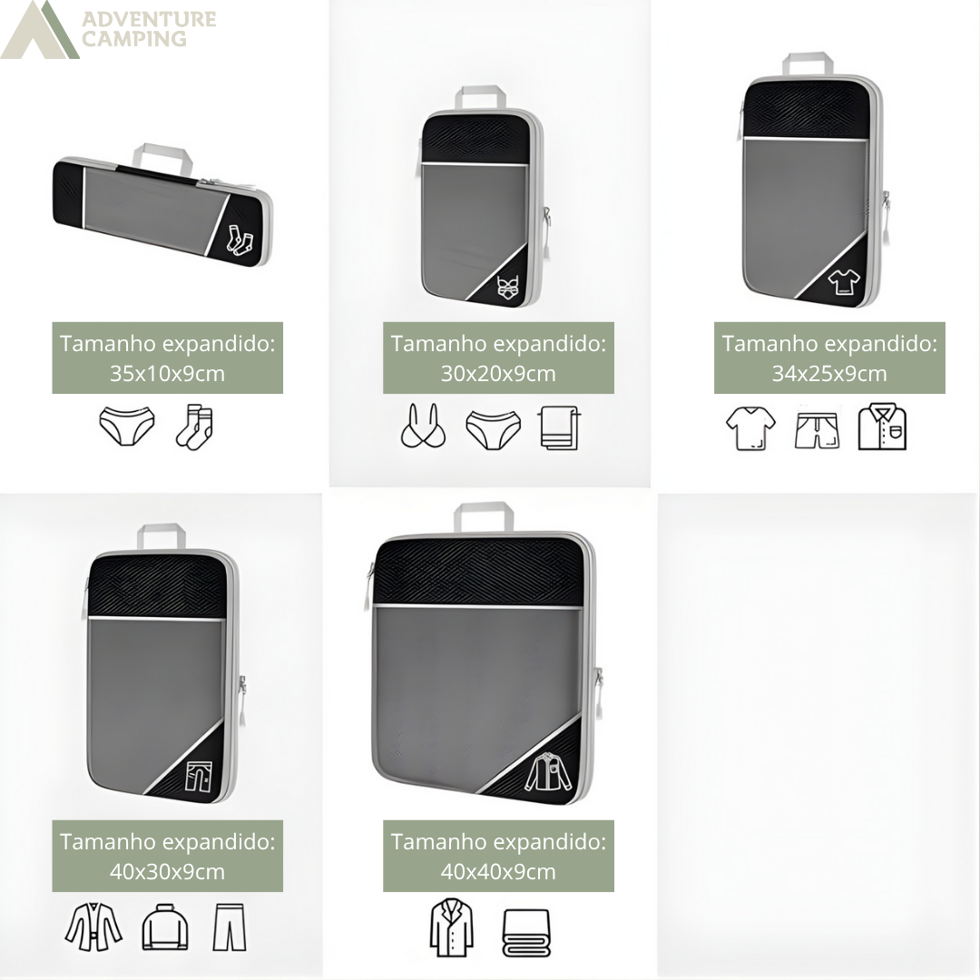 Organizador de Bagagem de Acampamento e Viagem - Kit com 5