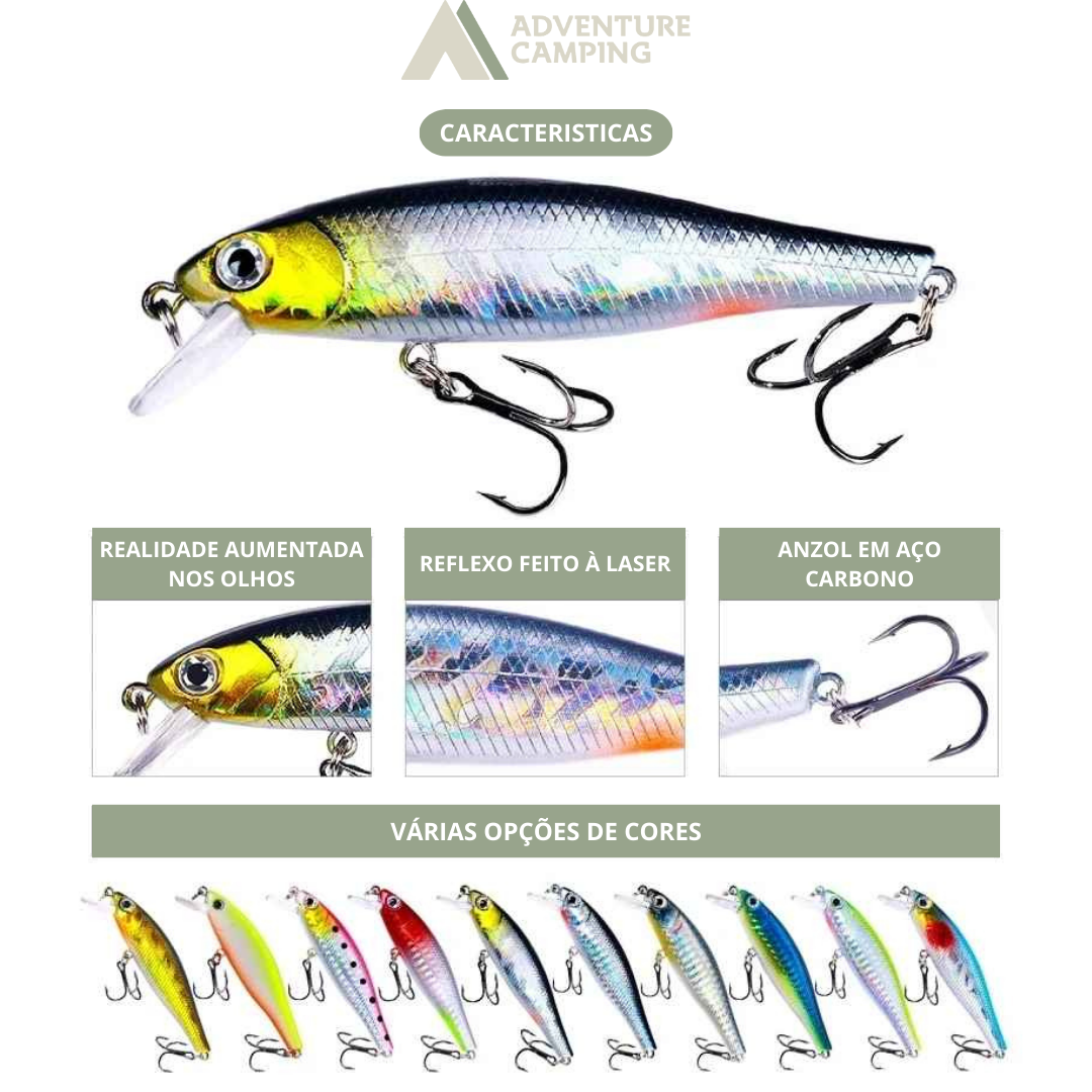 Isca de Pesca Artificial Minnow Crank Wobbler 8,8 cm