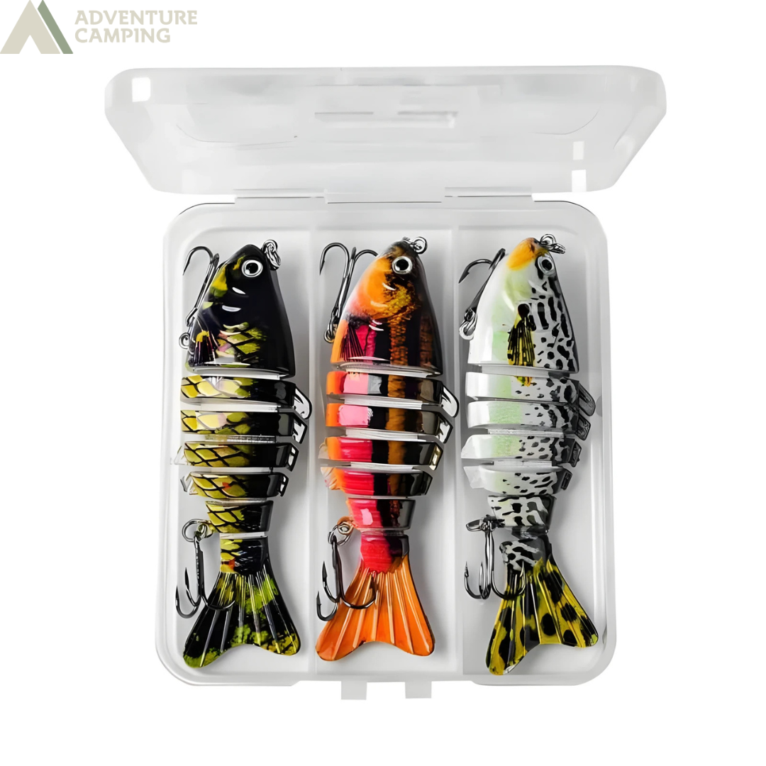 Isca Artificial Articulada - Kit com 3 Peças + Caixa