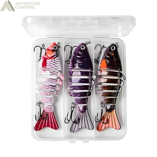 Isca Artificial Articulada - Kit com 3 Peças + Caixa